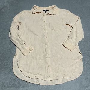 Lulus Shirt Womens‎ Small Gauze Sheer Button Up Tunic Top Beach Lightweight